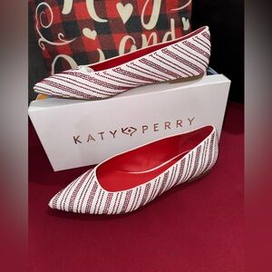 Katy Perry Collections The Hollie Ballet Red and White Sparkling Flats RARE Pair